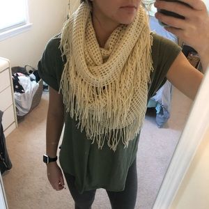 Cream waffled infinity scarf